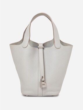 Hermes 2019 Clemence Leather Picotin 18 Gris Perle